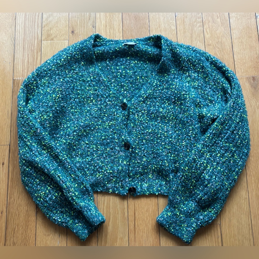 Ten Sixty Sherman Teal and Lime Knit Cardigan